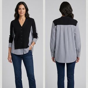 NWT Elan Black and White Button Down Shirt Size Medium